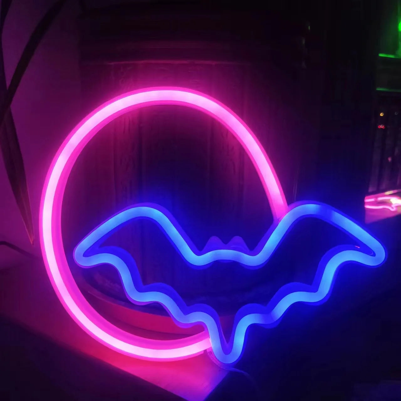 Coven Collections – LED Bat Spirit Neon Wall Light | Halloween Party Décor & Spooky Home Accent (USB or Battery Powered)