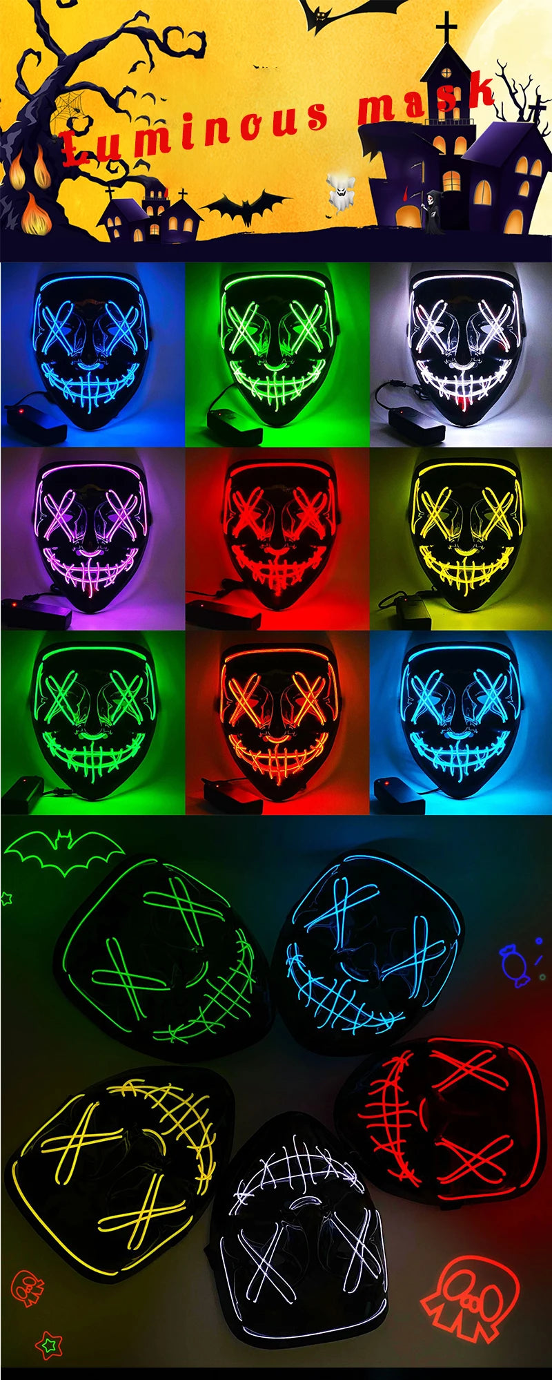 Coven Collections LED Purge Mask – Light Up Halloween Party & Cosplay Accessory