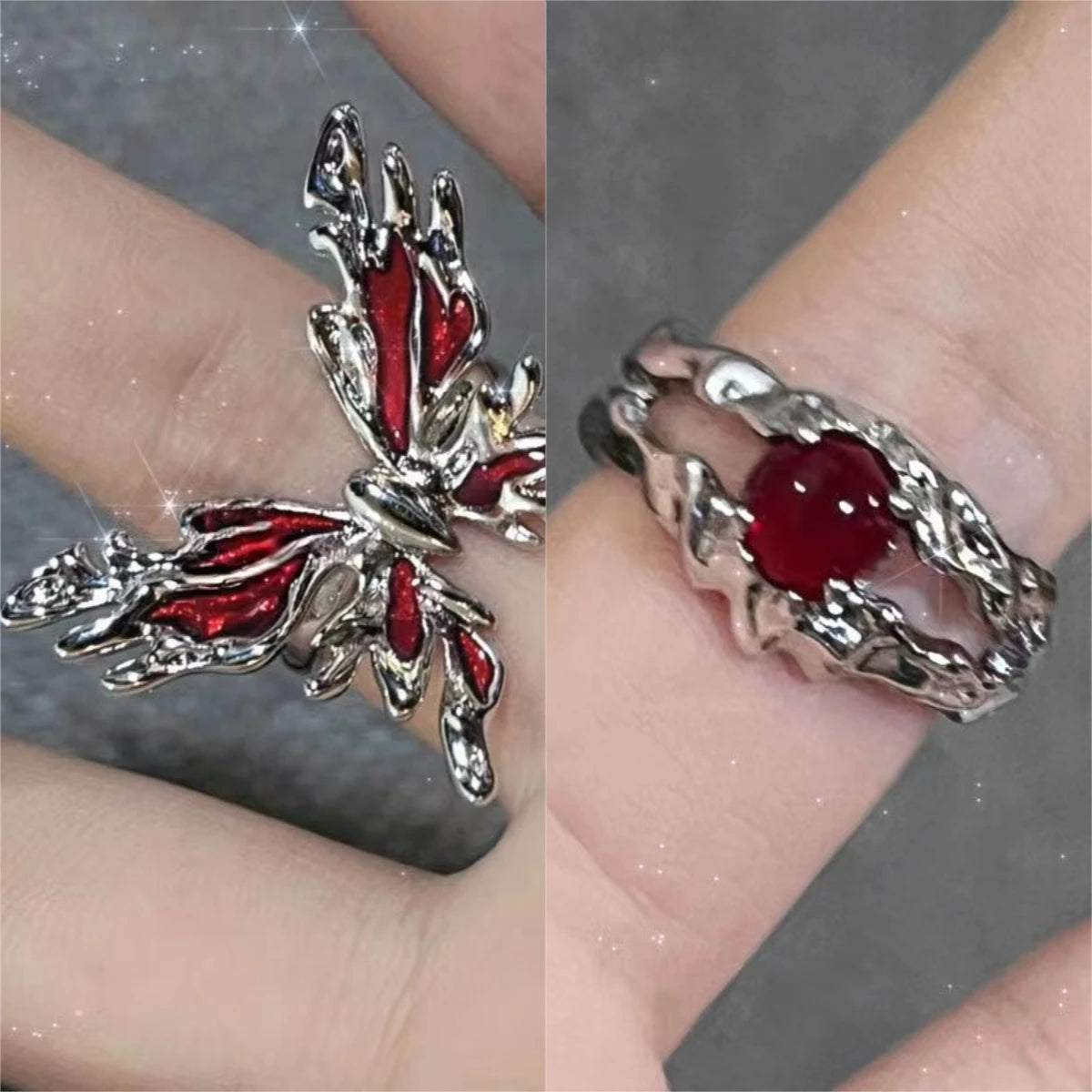 Coven Collections Bloodstone Gothic Ring Set – Dark Elegance for Every Occasion