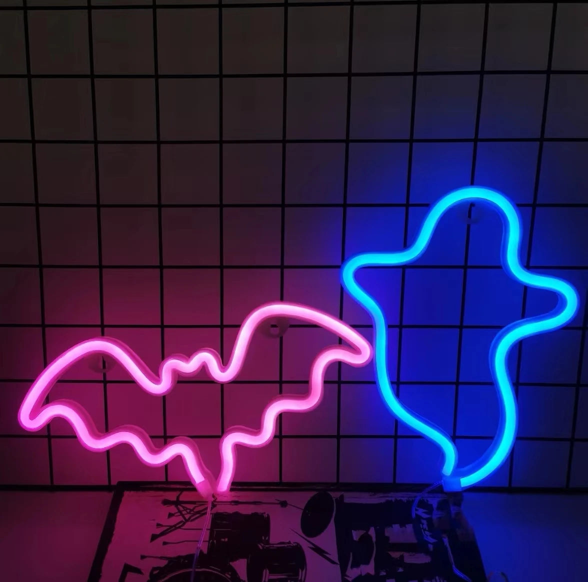 Coven Collections – LED Bat Spirit Neon Wall Light | Halloween Party Décor & Spooky Home Accent (USB or Battery Powered)