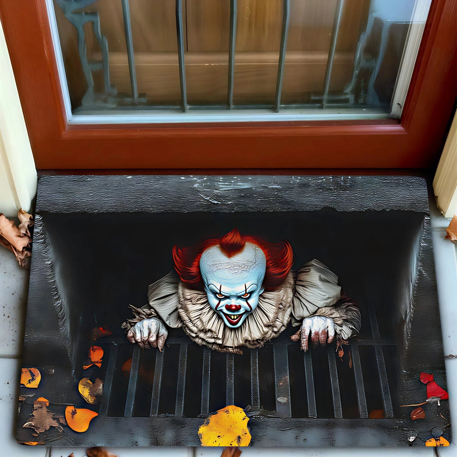 Coven Collections – Spooky Pennywise Clown Halloween Door Mat | Horror-Inspired Non-Slip Mat for Indoor & Outdoor Use