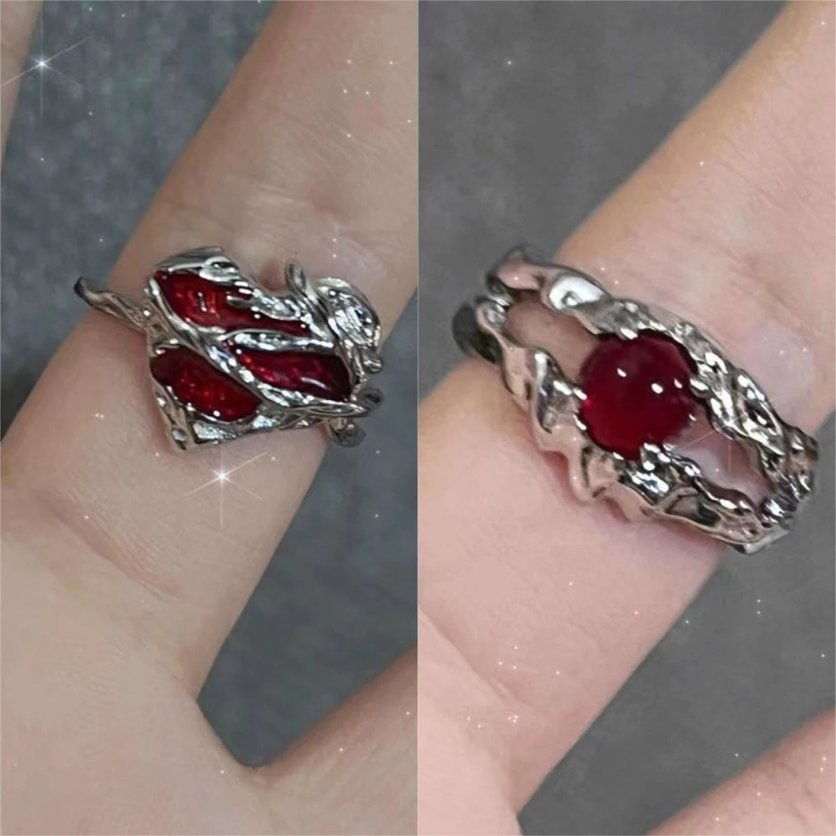 Coven Collections Bloodstone Gothic Ring Set – Dark Elegance for Every Occasion